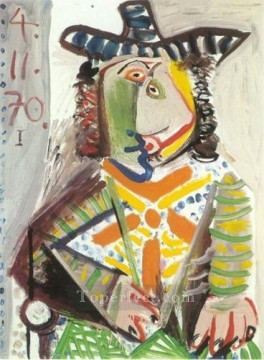 帽子をかぶった男の胸像 1970 年キュビズム パブロ・ピカソ Oil Paintings
